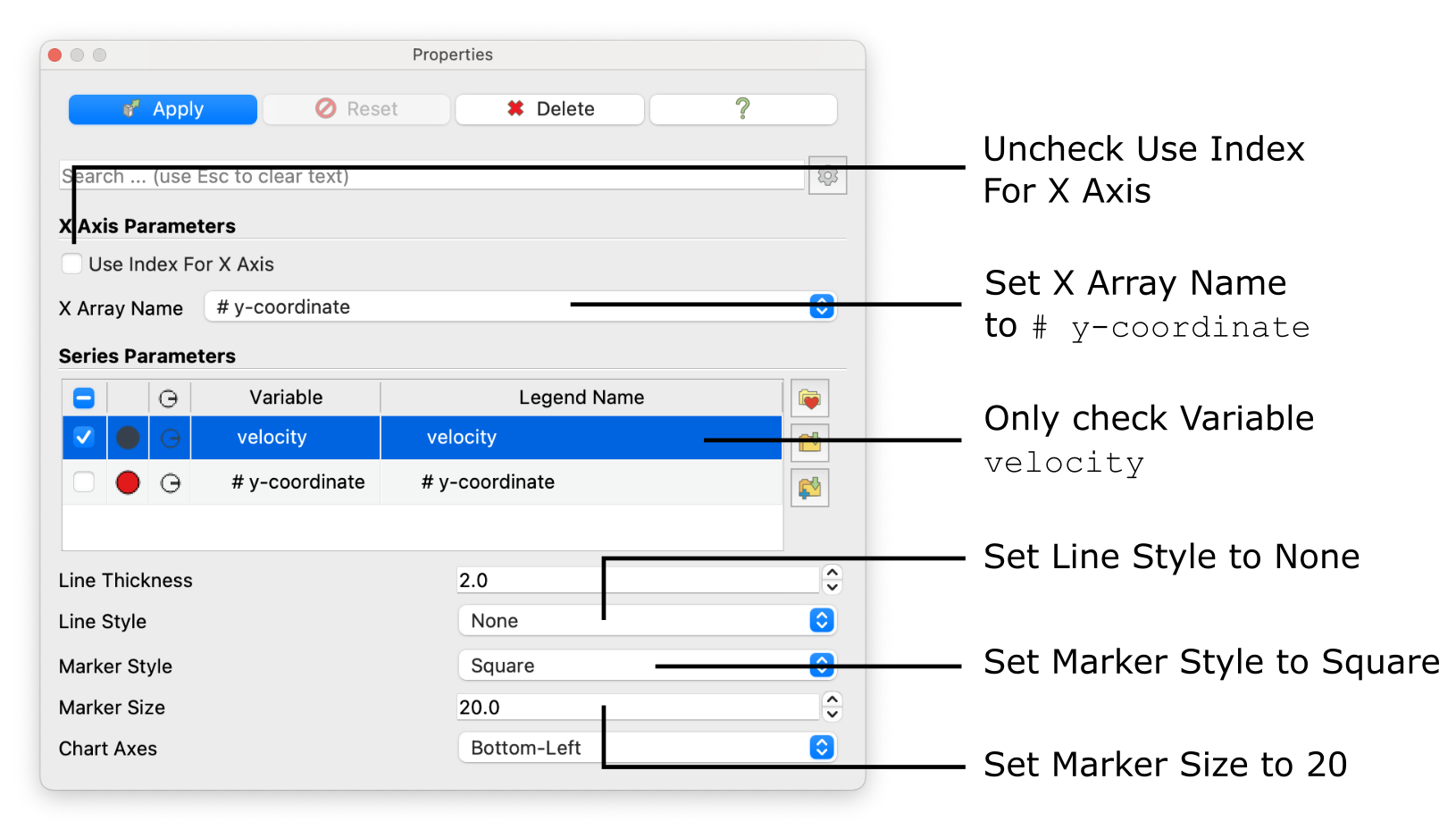 Diffuser paraview plot over line experiment menu