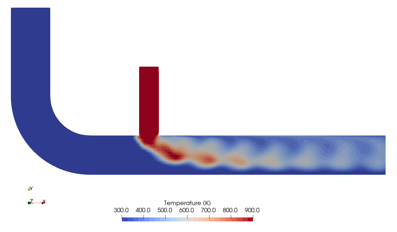 Exhaust gas recirculation system paraview temperature contour